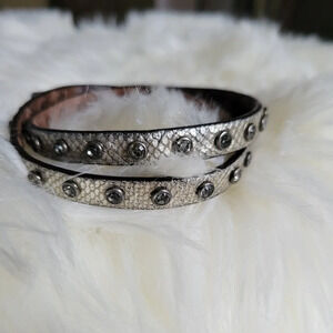 Roberto  Mantellassi Silver Teyus Leather Wrap Bracelet
